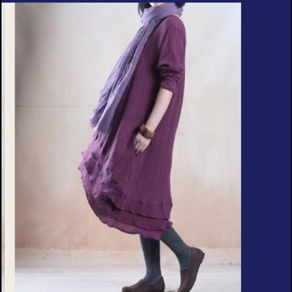 Purple linen dress - Picture 2 of 5